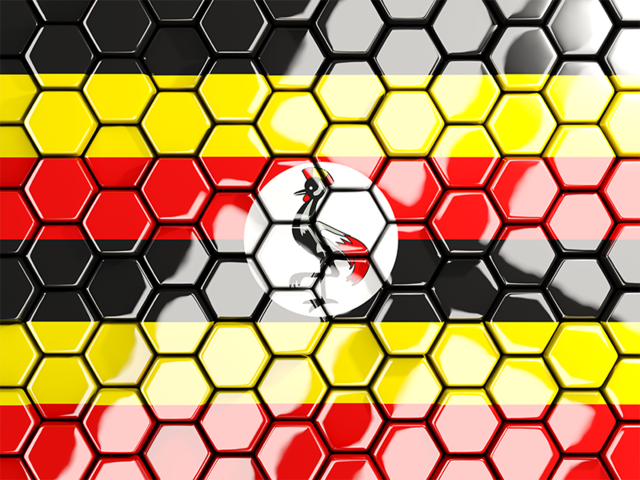 Hexagon mosaic background. Download flag icon of Uganda at PNG format