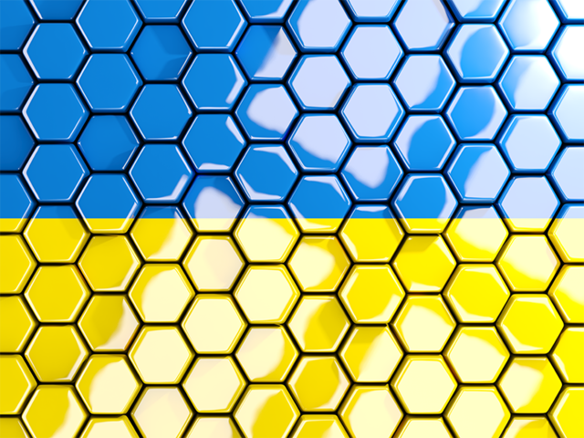 Hexagon mosaic background. Download flag icon of Ukraine at PNG format