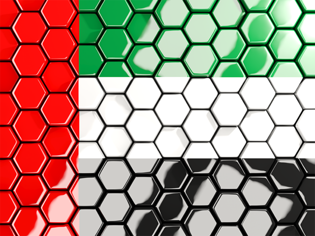 Hexagon mosaic background. Download flag icon of United Arab Emirates at PNG format