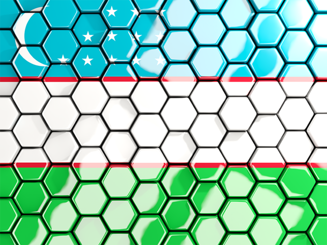Hexagon mosaic background. Download flag icon of Uzbekistan at PNG format