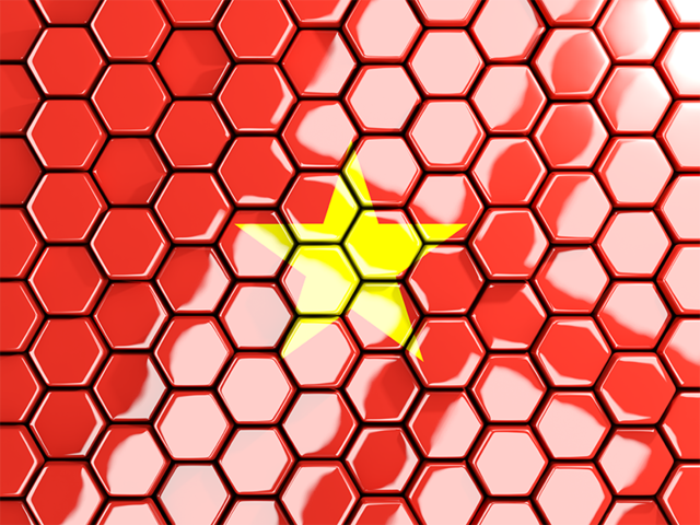 Hexagon mosaic background. Download flag icon of Vietnam at PNG format