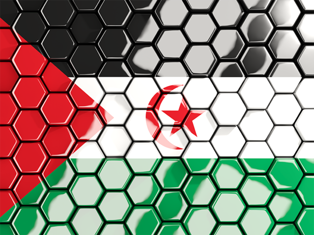 Hexagon mosaic background. Download flag icon of Western Sahara at PNG format