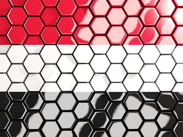 Hexagon mosaic background. Download flag icon of Yemen at PNG format