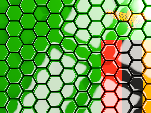 Hexagon mosaic background. Download flag icon of Zambia at PNG format