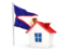 Американское Самоа. Домик с флагом. Скачать иллюстрацию.