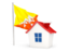 Bhutan. House with flag. Download icon.
