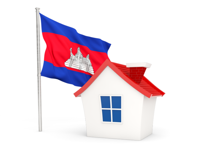 Домик с флагом. Скачать флаг. Камбоджа