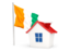 Cote d'Ivoire. House with flag. Download icon.