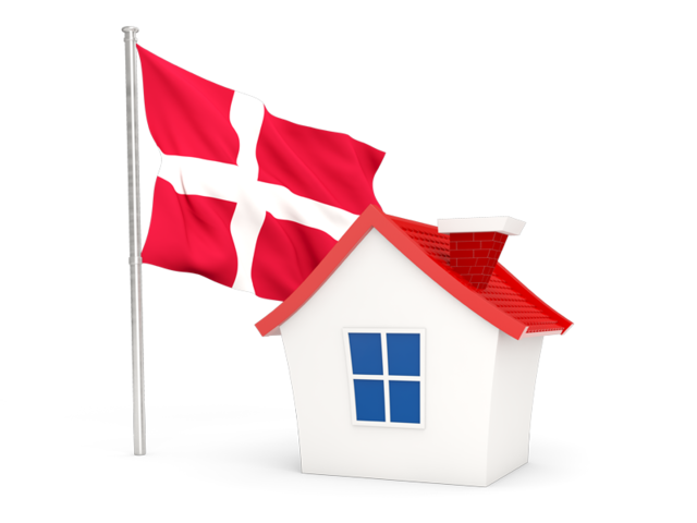 Домик с флагом. Скачать флаг. Дания