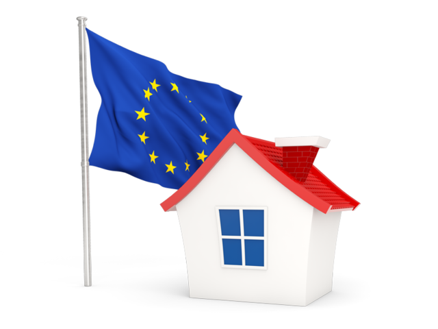 House with flag. Download flag icon of European Union at PNG format