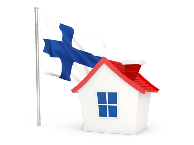 Домик с флагом. Скачать флаг. Финляндия
