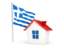 Greece. House with flag. Download icon.