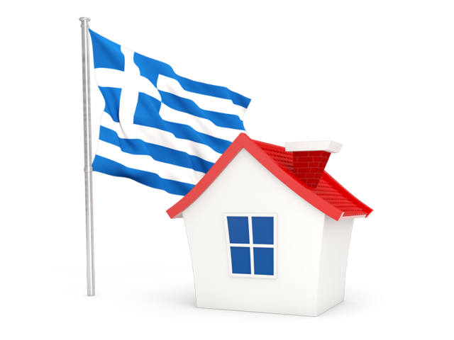 Домик с флагом. Скачать флаг. Греция
