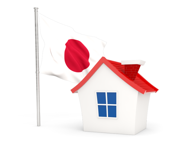 Домик с флагом. Скачать флаг. Япония