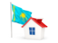 Kazakhstan. House with flag. Download icon.