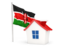 Kenya. House with flag. Download icon.