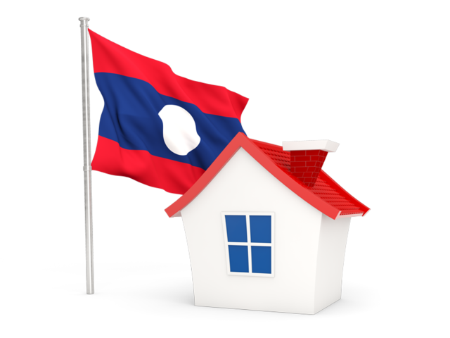 House with flag. Download flag icon of Laos at PNG format