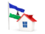 Lesotho. House with flag. Download icon.
