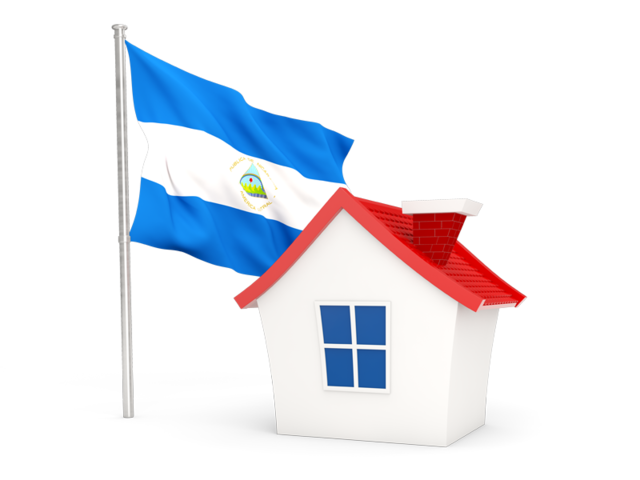 House with flag. Download flag icon of Nicaragua at PNG format