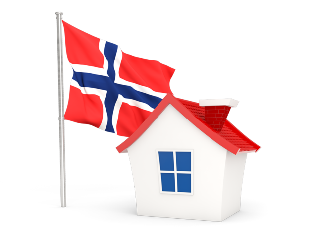 Домик с флагом. Скачать флаг. Норвегия