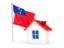 Samoa. House with flag. Download icon.