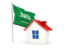 Saudi Arabia. House with flag. Download icon.