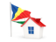 Seychelles. House with flag. Download icon.