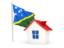 Solomon Islands. House with flag. Download icon.
