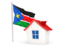 South Sudan. House with flag. Download icon.