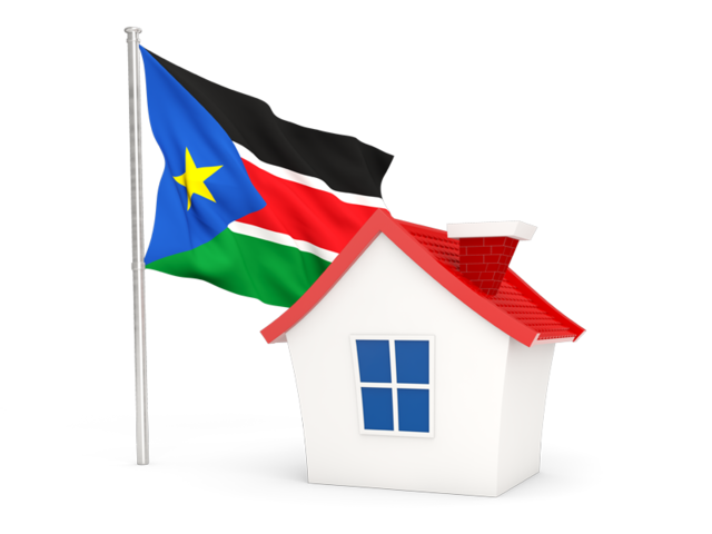 Домик с флагом. Скачать флаг. Южный Судан