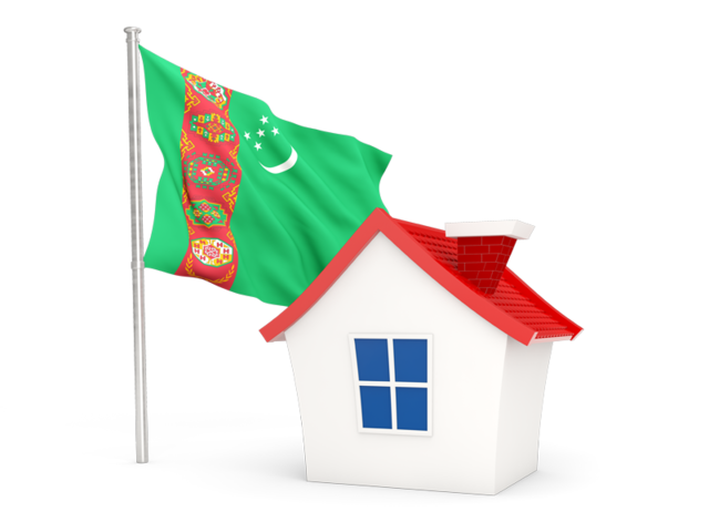 House with flag. Download flag icon of Turkmenistan at PNG format