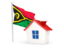 Vanuatu. House with flag. Download icon.