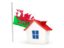 Wales. House with flag. Download icon.