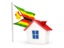 Zimbabwe. House with flag. Download icon.