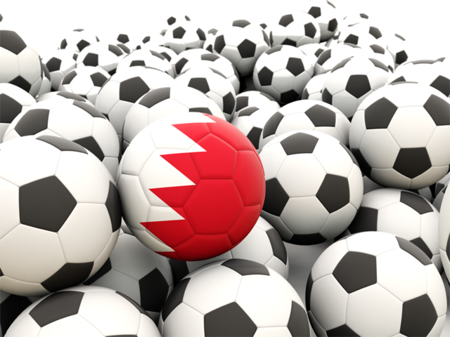 Множество футбольных мячей. Скачать флаг. Бахрейн