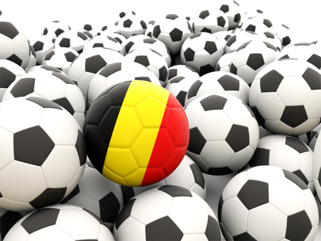Множество футбольных мячей. Скачать флаг. Бельгия