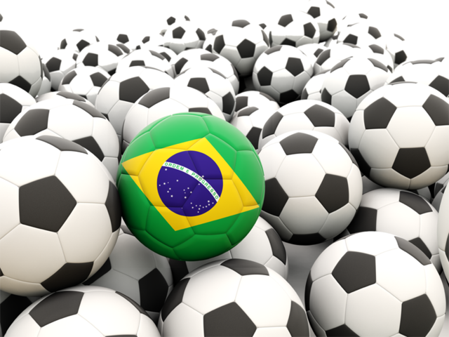 Множество футбольных мячей. Скачать флаг. Бразилия