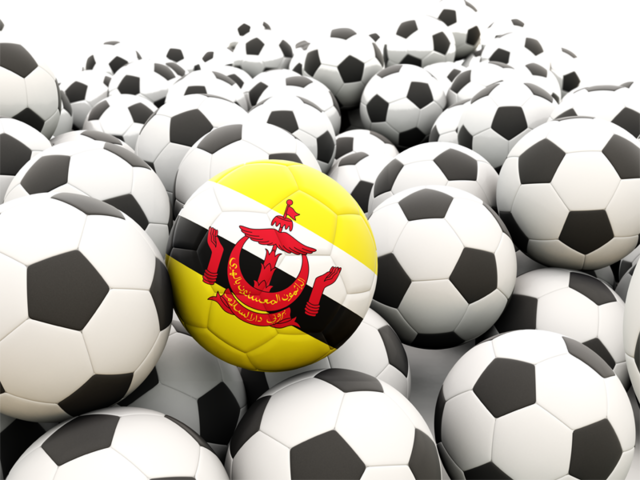 Множество футбольных мячей. Скачать флаг. Бруней