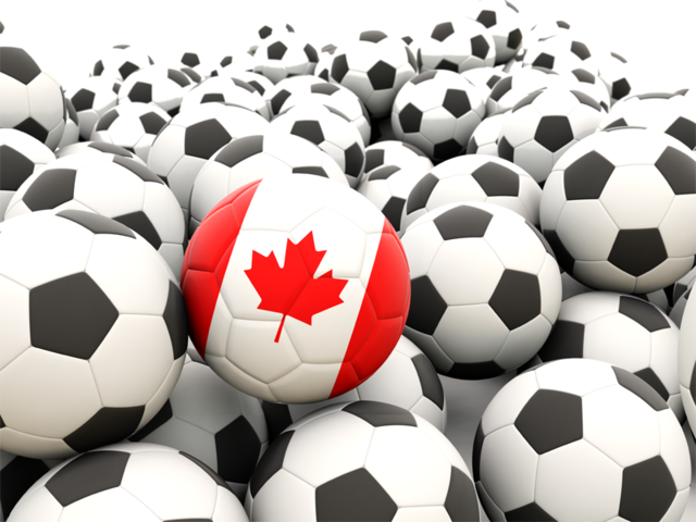 Множество футбольных мячей. Скачать флаг. Канада