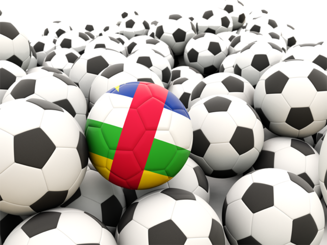 Множество футбольных мячей. Скачать флаг. Центральноафриканская Республика