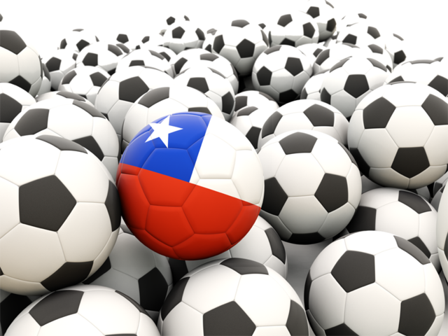Множество футбольных мячей. Скачать флаг. Чили