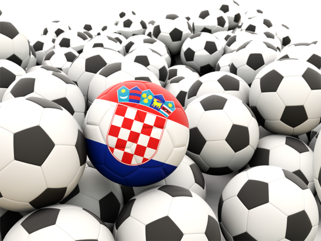 Множество футбольных мячей. Скачать флаг. Хорватия