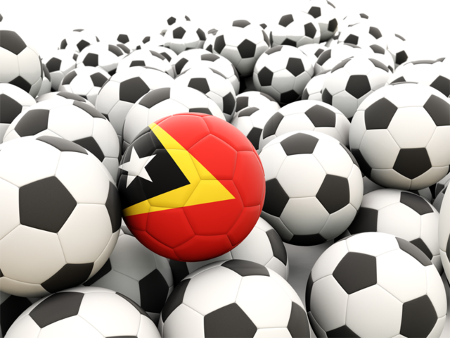 Множество футбольных мячей. Скачать флаг. Восточный Тимор