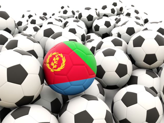 Множество футбольных мячей. Скачать флаг. Эритрея