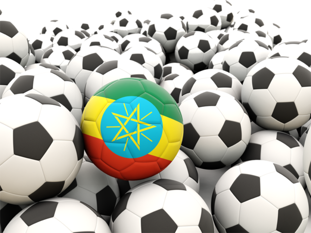 Множество футбольных мячей. Скачать флаг. Эфиопия