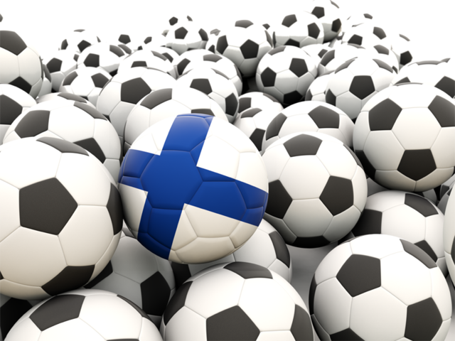Множество футбольных мячей. Скачать флаг. Финляндия