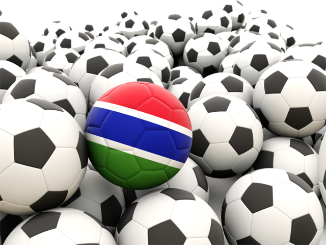 Множество футбольных мячей. Скачать флаг. Гамбия