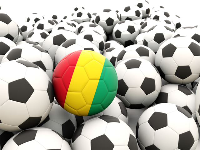 Множество футбольных мячей. Скачать флаг. Гвинея
