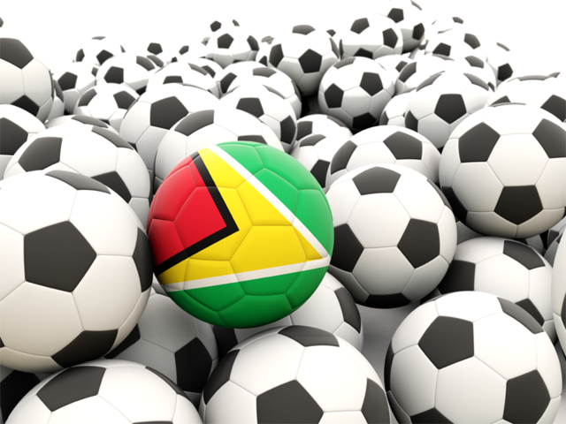 Множество футбольных мячей. Скачать флаг. Гайана