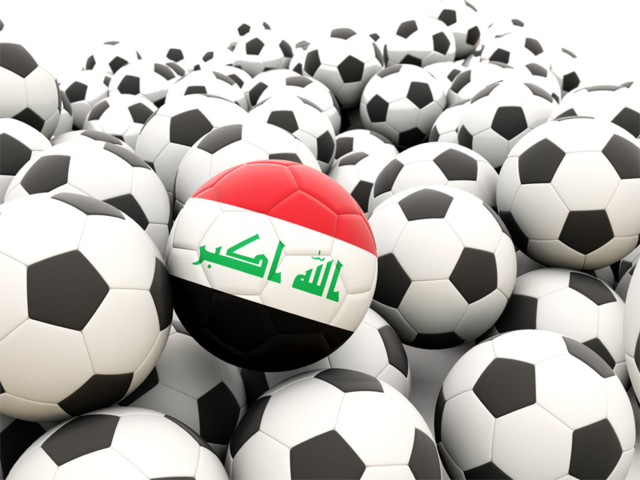 Множество футбольных мячей. Скачать флаг. Республика Ирак